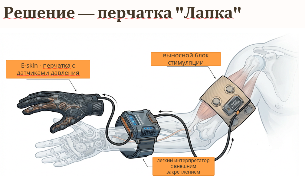 Схема работы перчатки Лапка